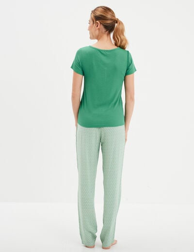 Ensemble pyjama manches courtes 2 pièces vert femme
