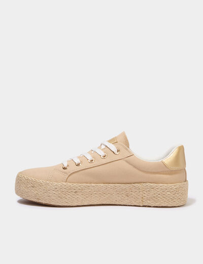 Tennis basses toile plateformes sable femme
