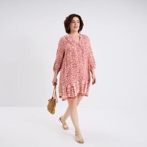 robe chemise a volants manches 34 ecru femmegt Robe chemise à volants manches 3/4 ecru femme grande taille
