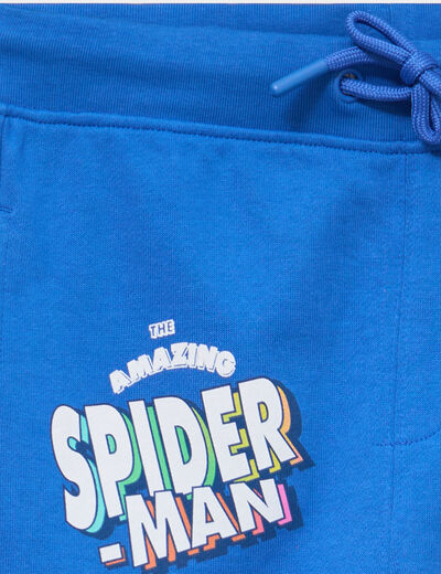 Short de jogging droit coton Spider-Man bleu gar&ccedil;on