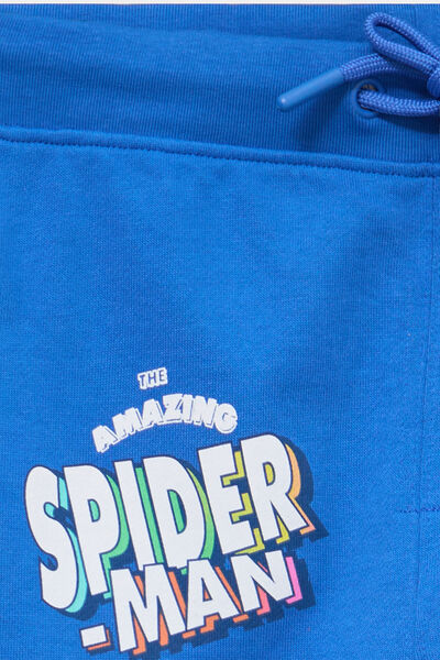 Short de jogging droit coton Spider-Man bleu gar&ccedil;on