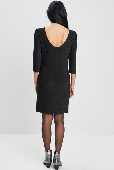 Robe de soirée droite avec ouverture noir femme