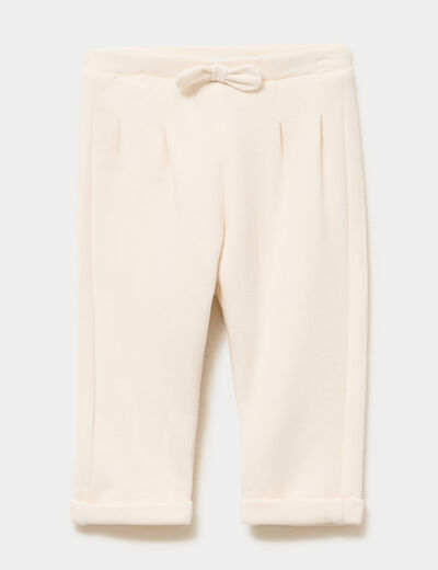 Pantalon de jogging relaxed avec noeud creme b&eacute;b&eacute; fille