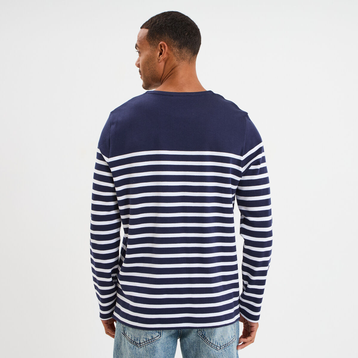 T-shirt manches longues coton bleu marine homme
