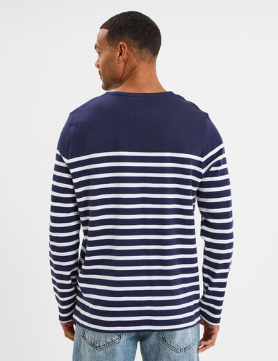 T-shirt manches longues coton bleu marine homme