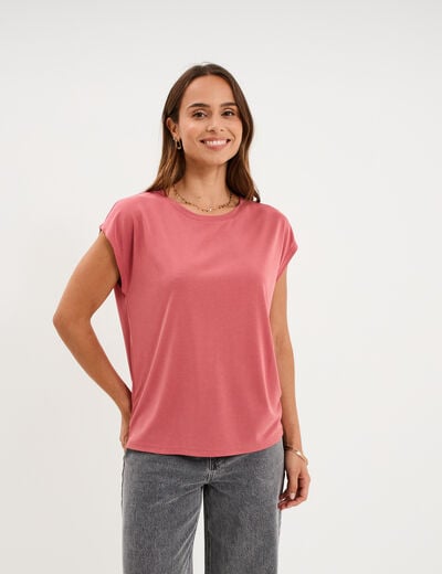 T-shirt manches courtes coupe droite vieux rose femme