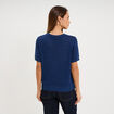 Pull manches courtes col rond bleu marine femme