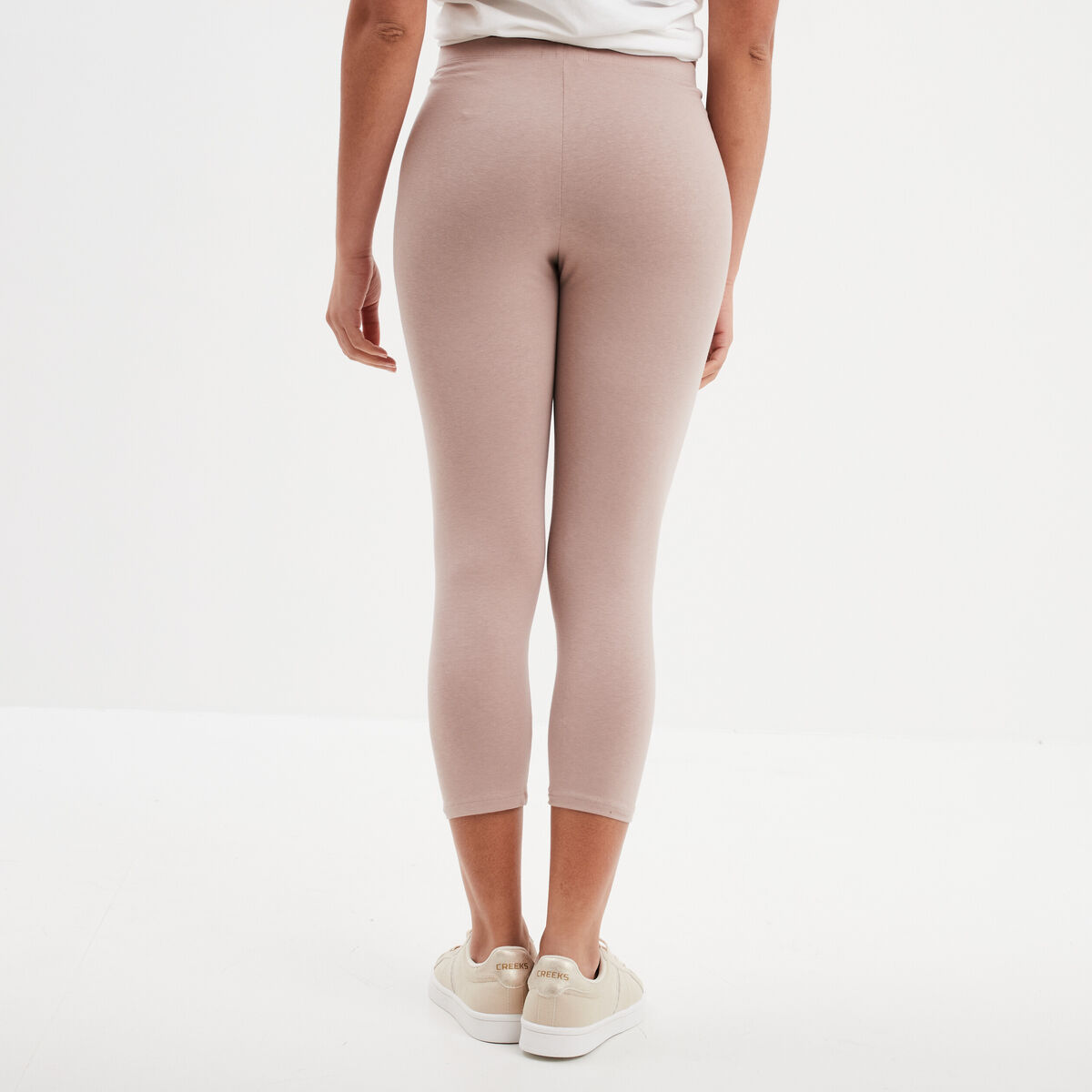 Legging 7/8ème taille élastiquée marron clair femme