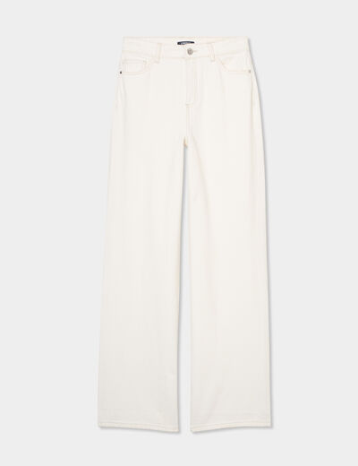 Jeans wide leg taille haute Creeks ivoire femme