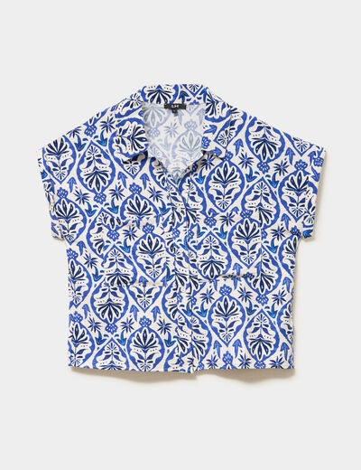 Chemise manches courtes 2 poches ecru femme