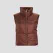Doudoune droite courte sans manches marron femme