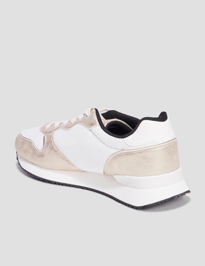 Baskets bi-matière à lacets Creeks blanc femme