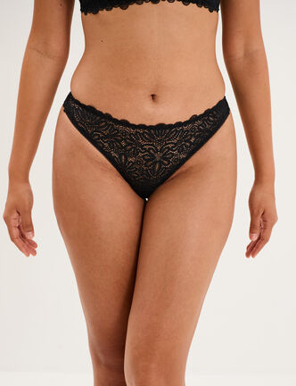 Tanga en dentelle noir femme