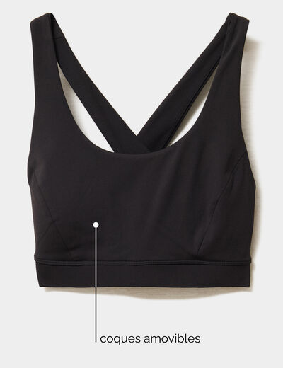 Brassi&egrave;re de sport ajust&eacute;e dos nageur noir femme