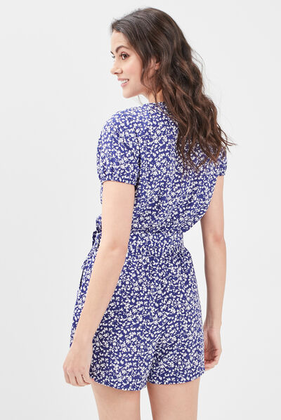 Combishort ceinturée bleu electrique femme