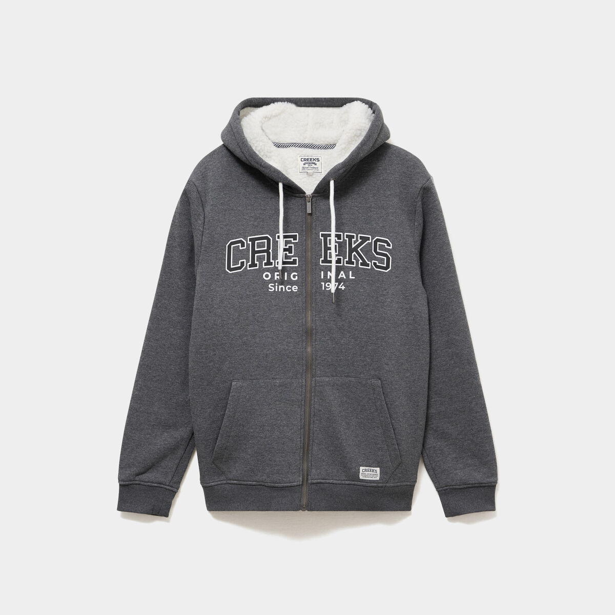 Sweat zipp&eacute; &agrave; capuche doubl&eacute; gris fonc&eacute; homme