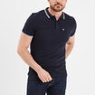 Polo piqu&eacute; coton manches courtes bleu marine homme
