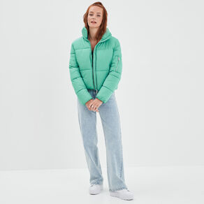 doudoune courte a col montant vert femme Doudoune courte à col montant vert femme