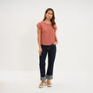 T-shirt ajour&eacute; manches courtes terracotta femme