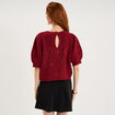 Pull sequins et manches courtes ballons rouge femme