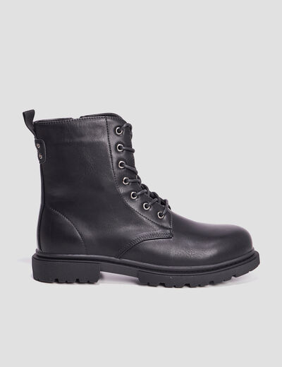 Boots zippées à lacets noir femme