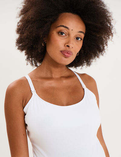 D&eacute;bardeur allaitement brassi&egrave;re int&eacute;gr&eacute;e blanc femme maternit&eacute;