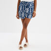 Short large crêpe avec pampilles bleu marine femme