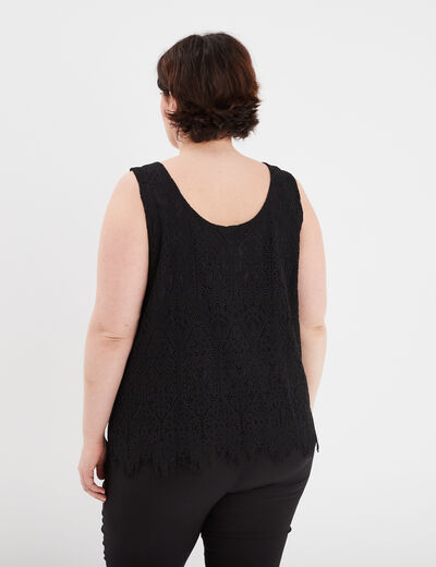 Débardeur col V avec bijoux noir femme grande taille
