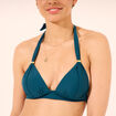 Haut de maillot de bain forme triangle bleu pétrole femme