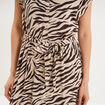 Robe chemise longue taille ajustable beige clair femme
