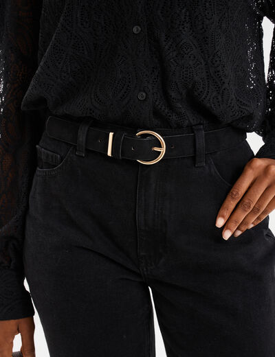 Ceinture effet suédine noir femme