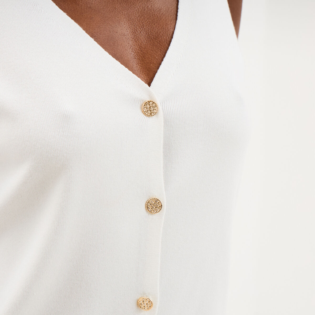 Gilet sans manches col en V blanc femme