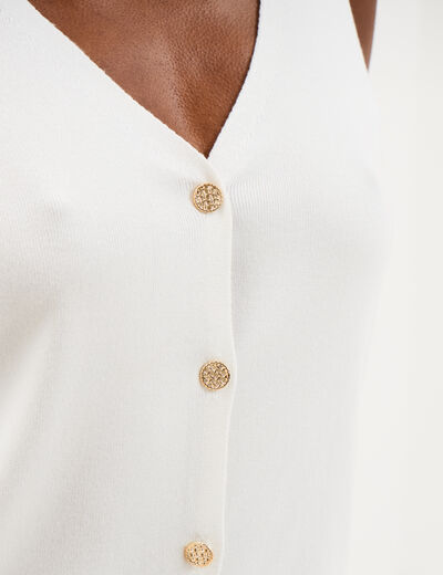 Gilet sans manches col en V blanc femme