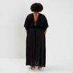 Robe longue droite fluide taille smockée noir femme grande taille