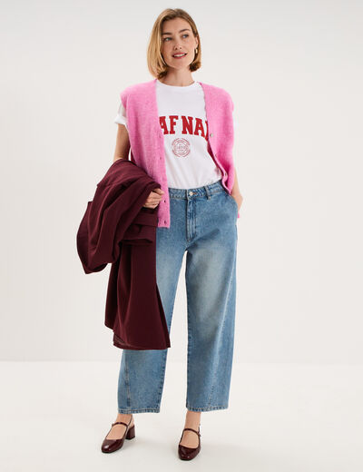 Gilet sans manches col en V rose femme