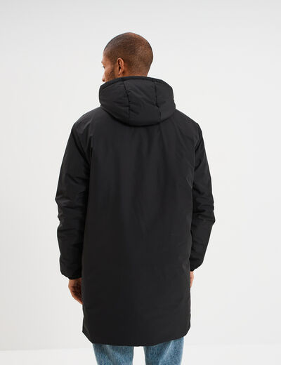 Parka d&eacute;perlante doubl&eacute;e &agrave; capuche noir homme