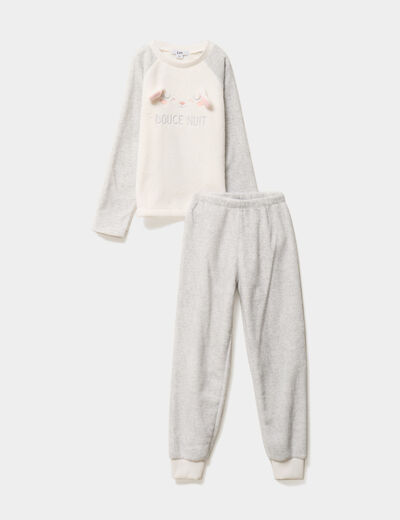 Ensemble pyjama t-shirt et pantalon blanc fille