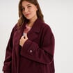 Manteau long col &agrave; revers boutonn&eacute; violet fonc&eacute; femme grande taille