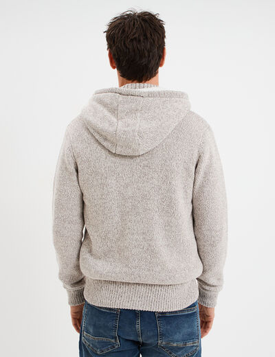 Gilet &agrave; capuche fourr&eacute;e ivoire homme
