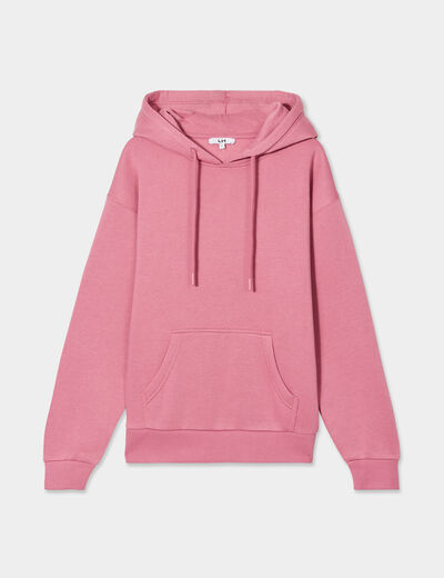 Sweat hoodie molleton à capuche vieux rose femme