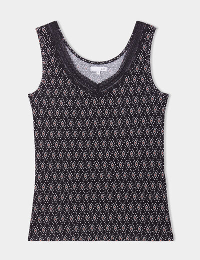 Haut de pyjama débardeur noir femme