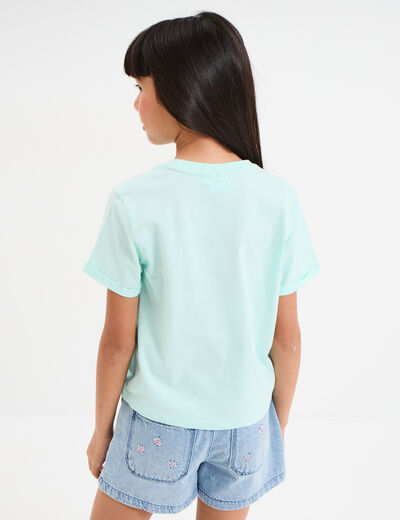 T-shirt manches courtes Pat Patrouille vert turquoise fille