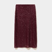 Jupe longue &agrave; sequins rouge fonc&eacute; femme