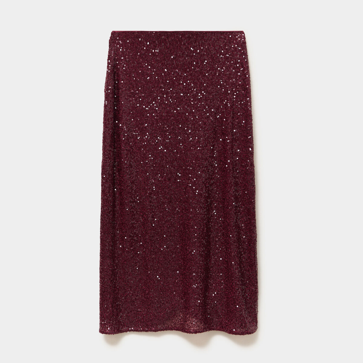 Jupe longue &agrave; sequins rouge fonc&eacute; femme