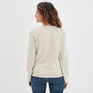 Gilet manches longues boutonné col rond sable femme