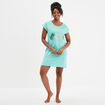Chemise de nuit manches courtes coton bleu turquoise femme