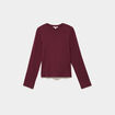 T-shirt manches longues col rond ajust&eacute; violet fonc&eacute; femme