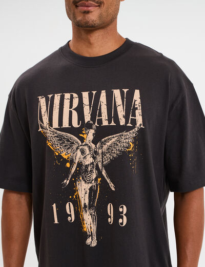 T-shirt manches courtes coton Nirvana gris foncé homme