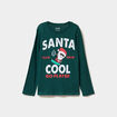T-shirt de No&euml;l manches longues coton vert fonc&eacute; gar&ccedil;on