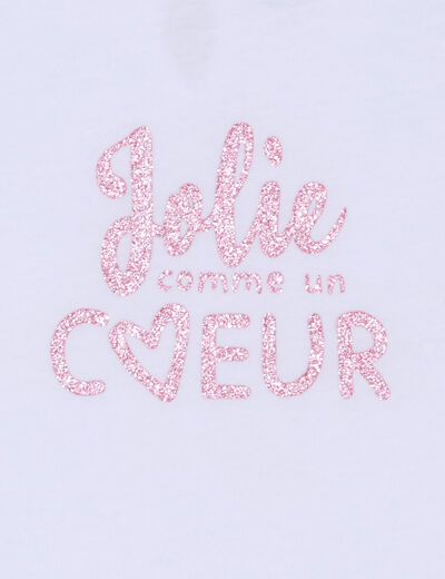 T-shirt paillettes manches courtes coton blanc bébé fille